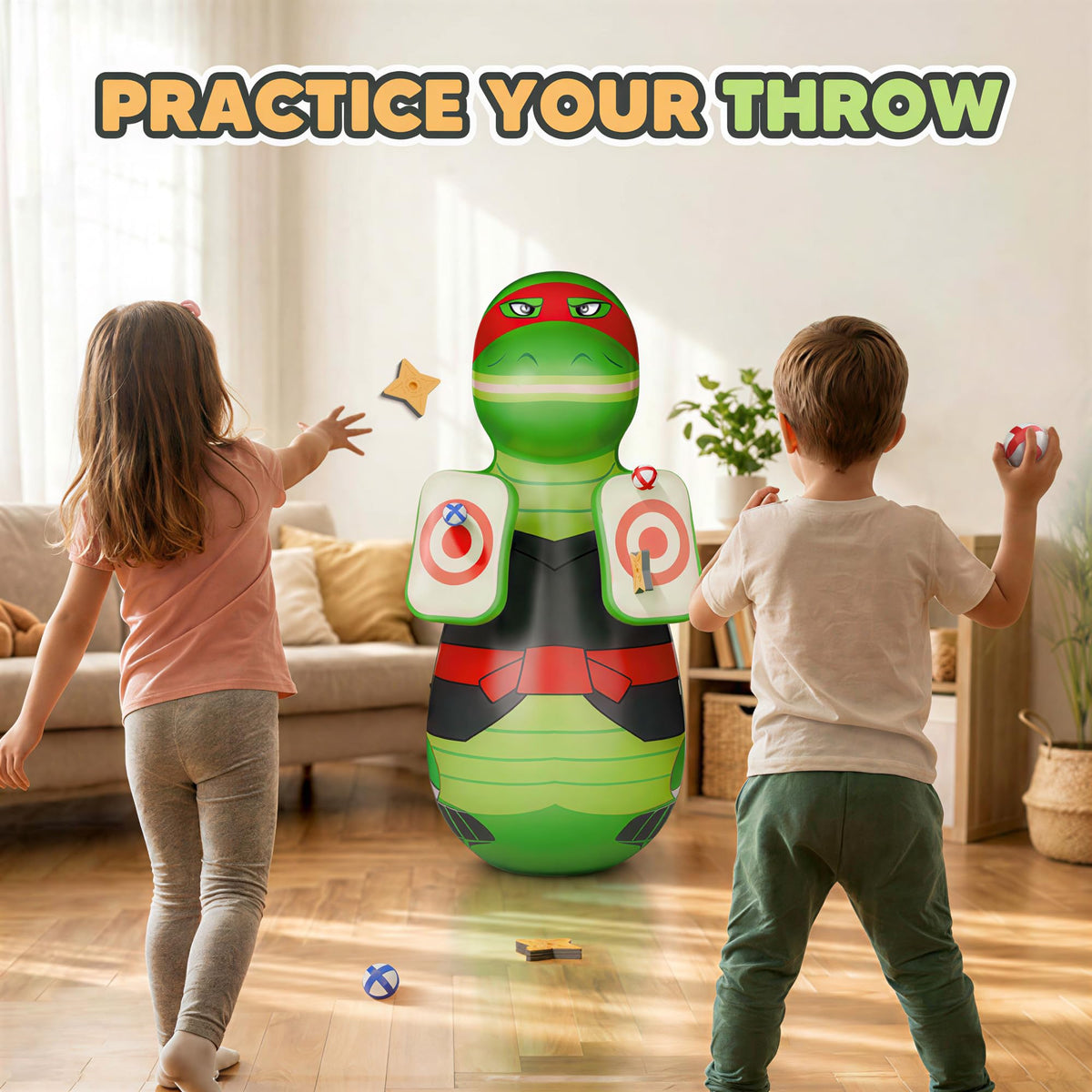 iPlay ball toss sticky balls encourage target practice and safe experimentation.