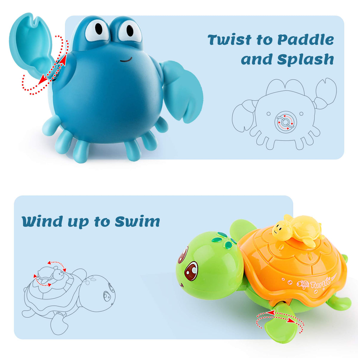 iPlay fish with rattle adds sensory sound during bath time.