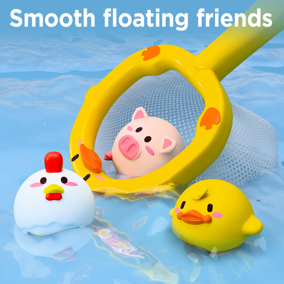 iPlay bath toy fishing net ready to scoop floating toys in water