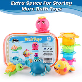 iPlay ocean cups stacking toy set boosts color recognition and stacking skills.