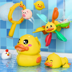iPlay bath toy windmill with suction cup attached to tub surface for secure play