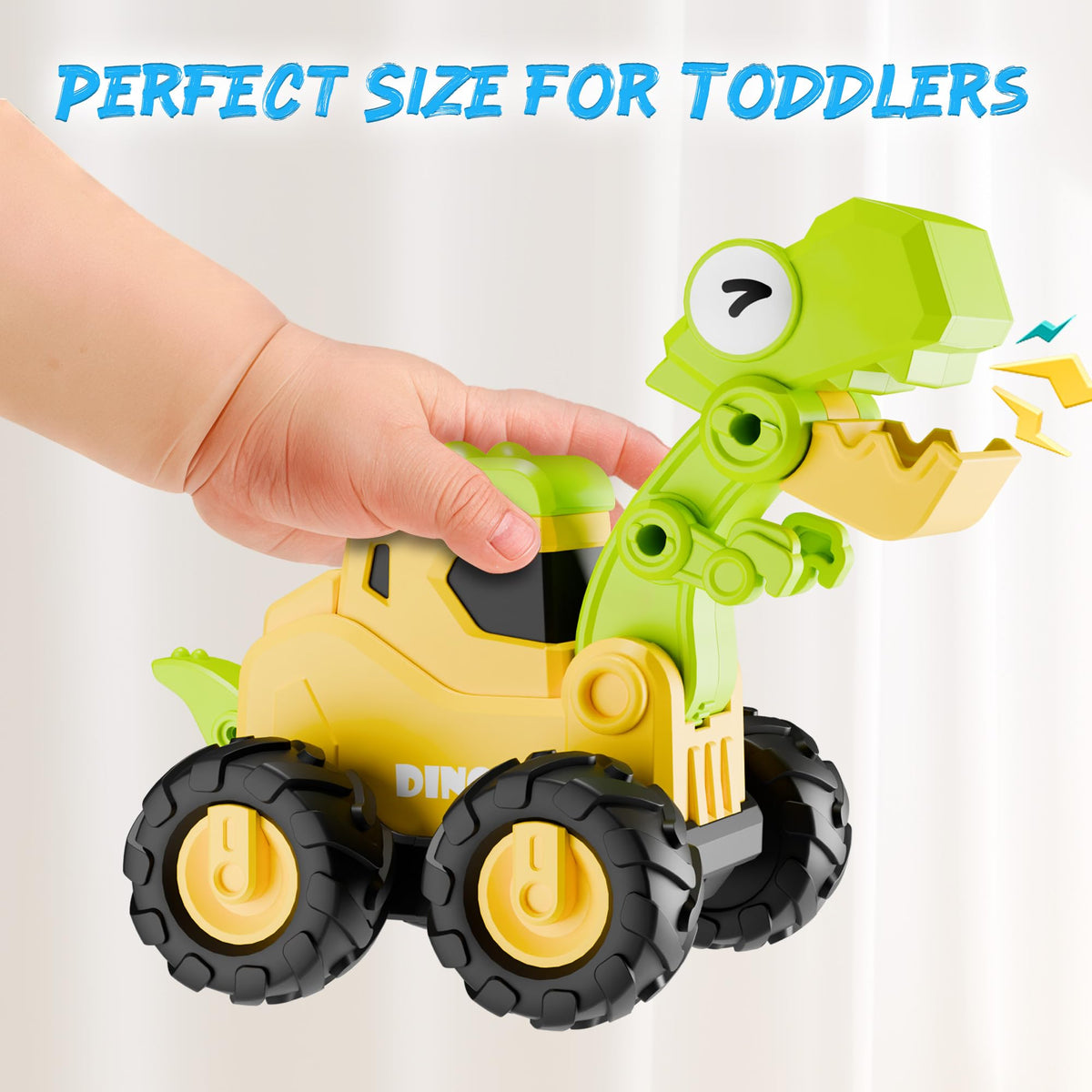 iplay dinosaur truck in action encourages active play and motor skills.
