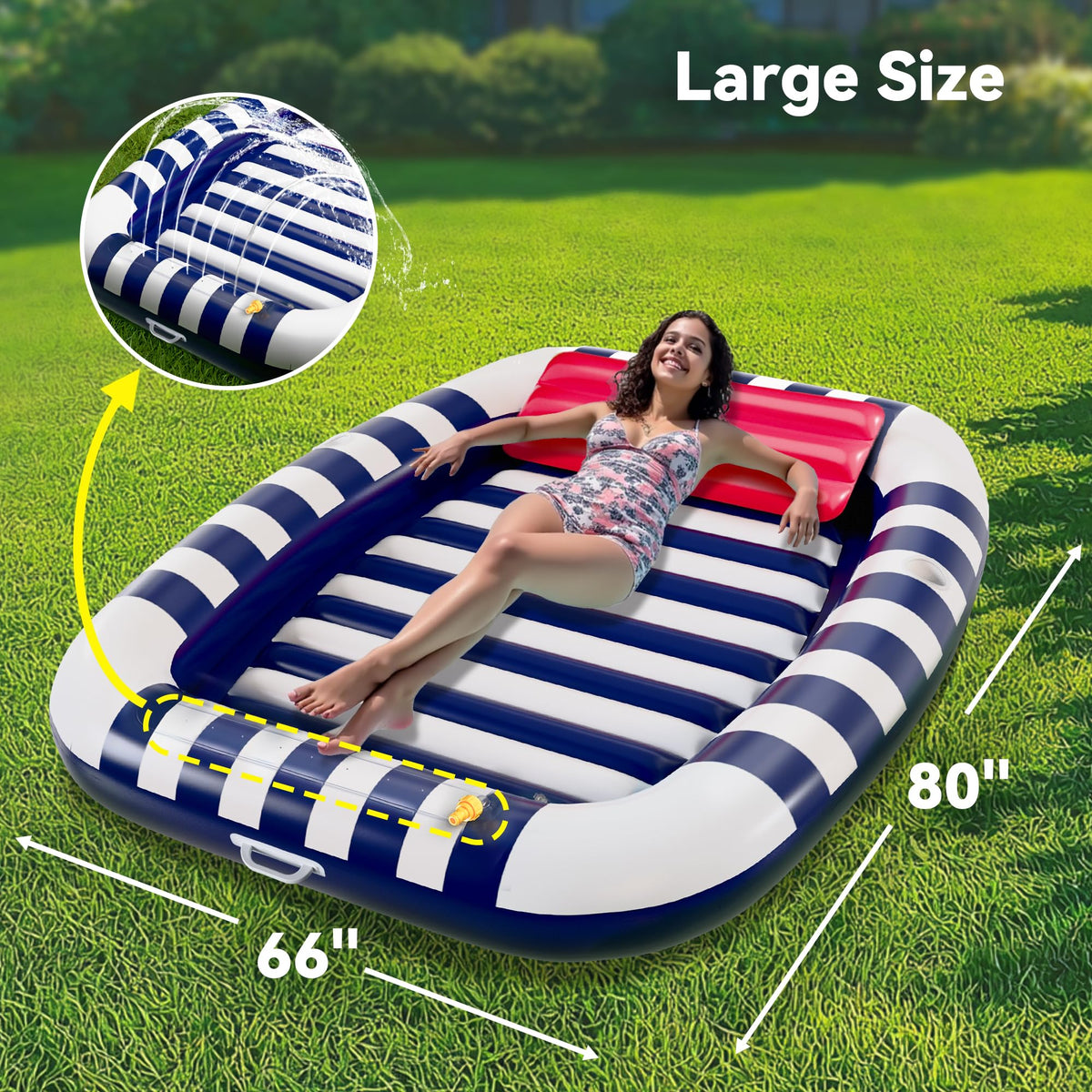iPlay Family Outdoor Pool Party Blue Lounger for group relaxation.
