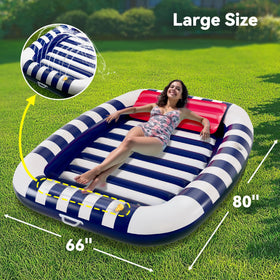 iPlay Family Outdoor Pool Party Blue Lounger for group relaxation.