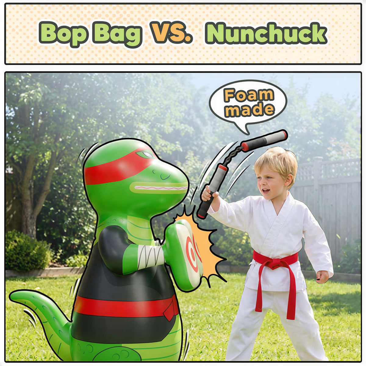 iPlay foam nunchuck included for imaginative, safe play sessions.