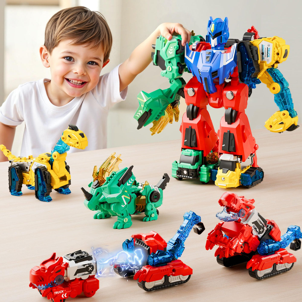 iplay ilearn six magnetic dino cars transforming for creative play.