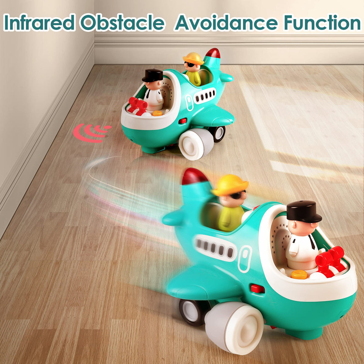 iPlay iLearn airplane toy in action with lights and sounds for sensory play