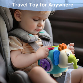 iPlay iLearn elephant cube travel-friendly design keeps toddlers engaged during flights or car rides.