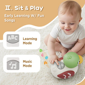 iPlay iLearn crawling-action shows baby chasing the duck with rolling motion.