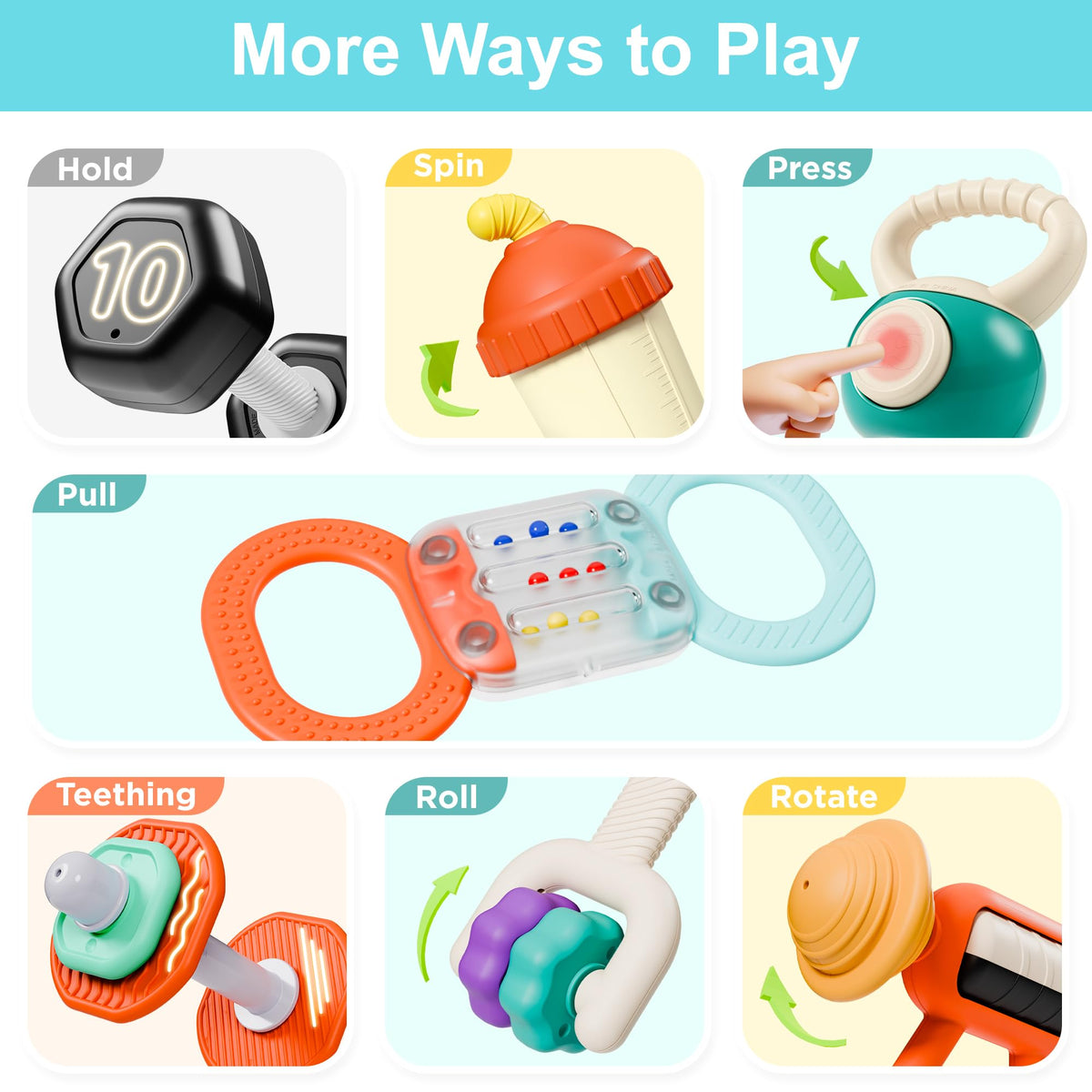 iPlay iLearn baby stroller toy gym theme for on-the-go sensory moments