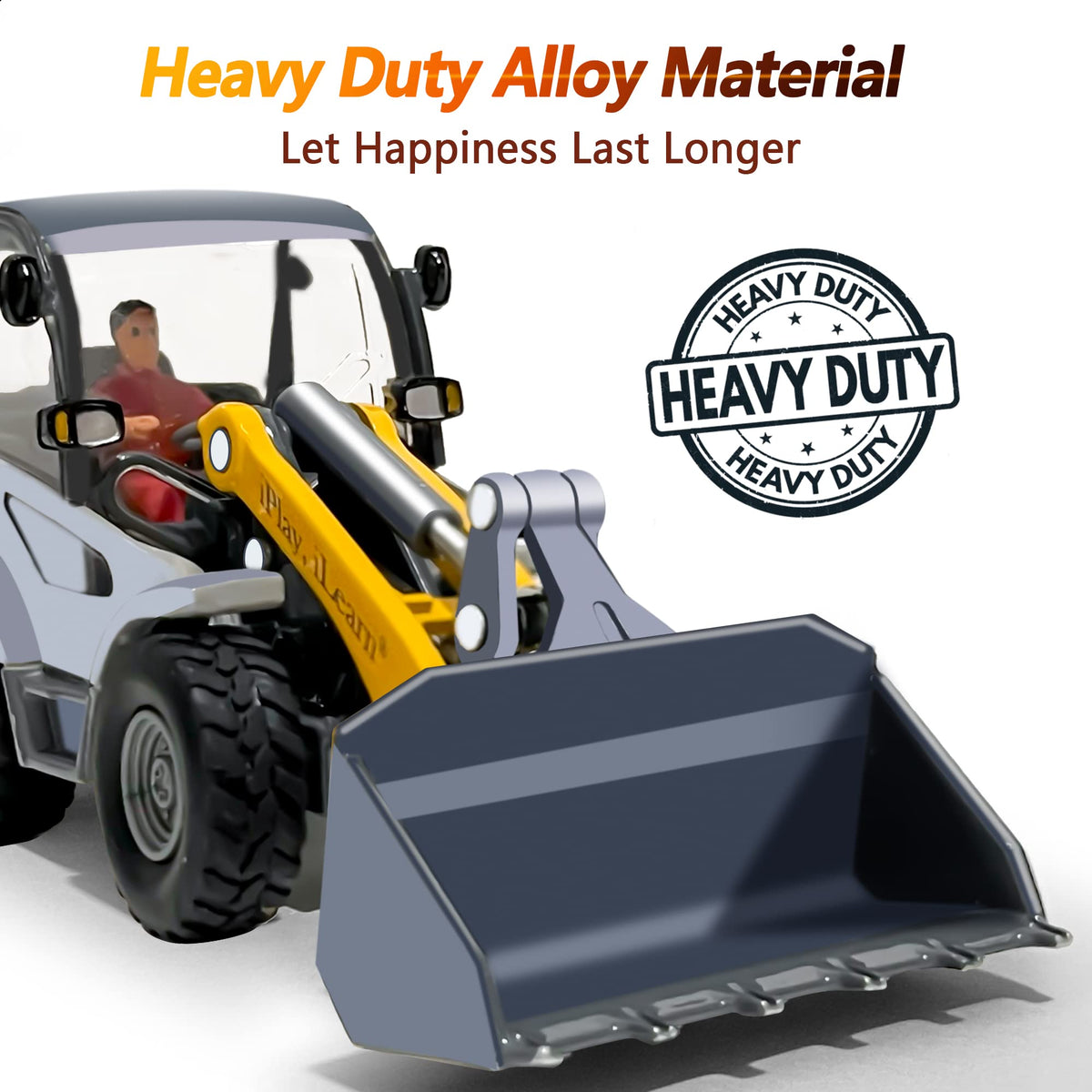 iPlay iLearn backhoe with functional bucket action for imaginative construction play.