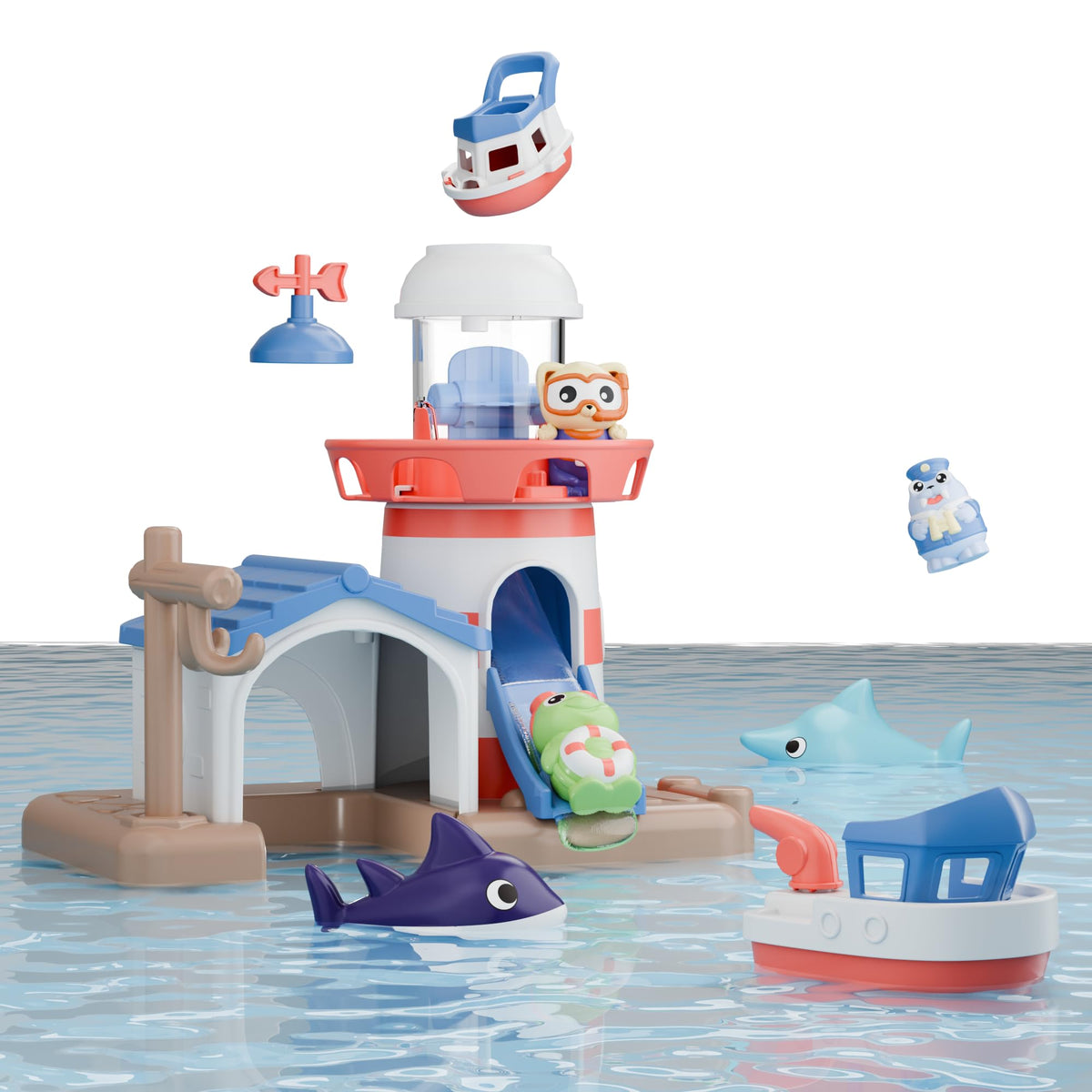 iplay ilearn bath-time scoop-and-pour prompts fine motor exploration.
