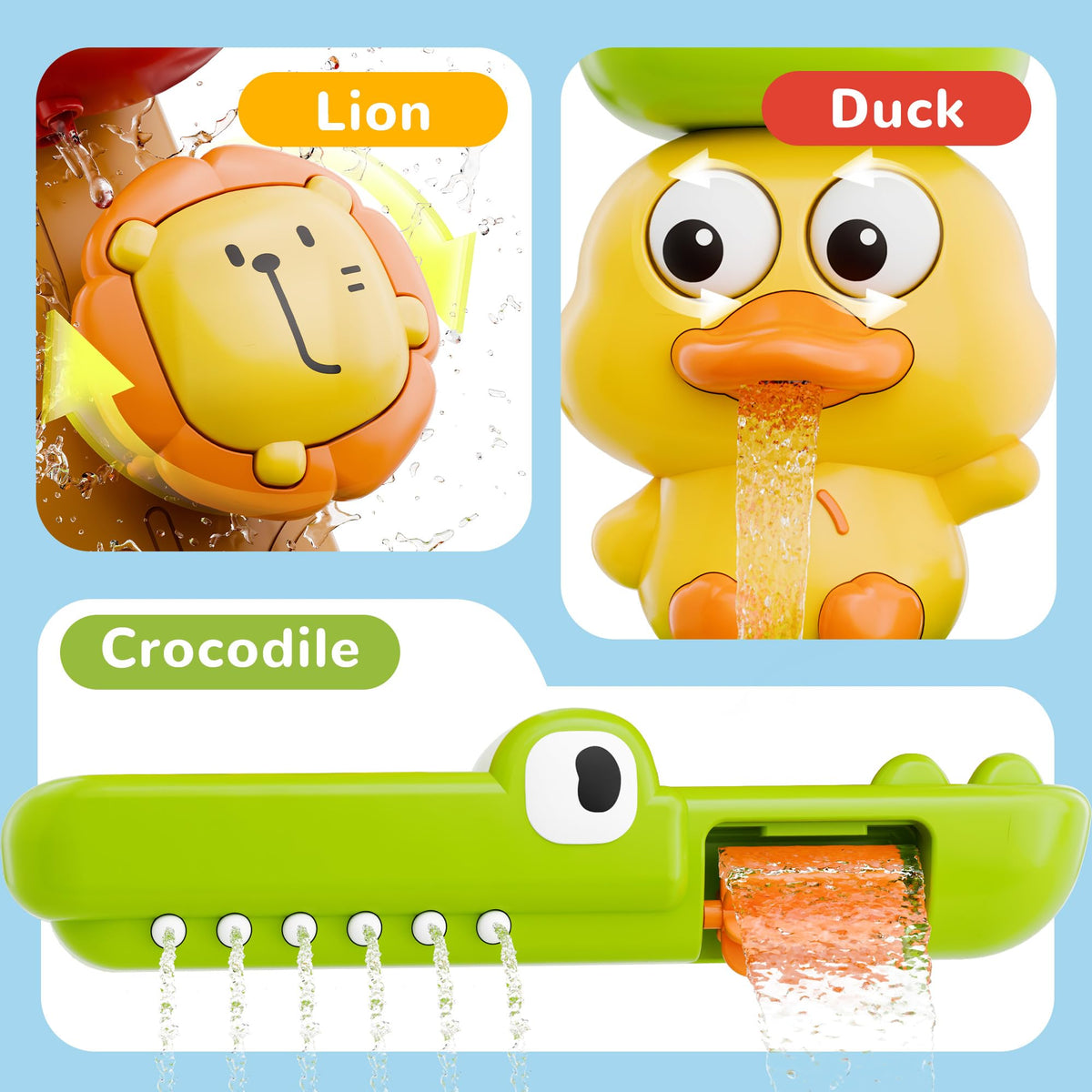 iplay-ilearn bath toy animal-design with bright colors for toddlers
