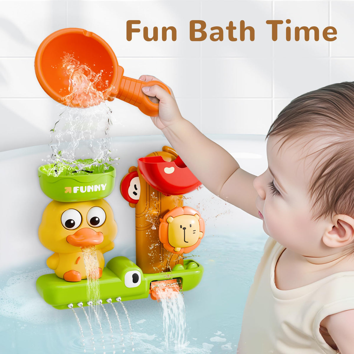 iplay-ilearn bath toy crocodile-squirt offers interactive squirting action