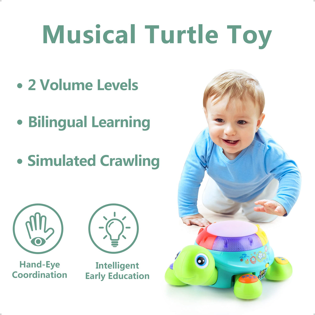 iPlay iLearn bilingual turtle with light and sound for language development