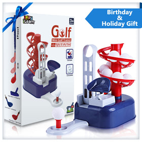 iPlay iLearn blue golf set in action encourages active outdoor play