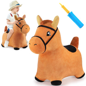 iPlay iLearn Bouncy Pals brown hopping horse ready for gentle indoor play
