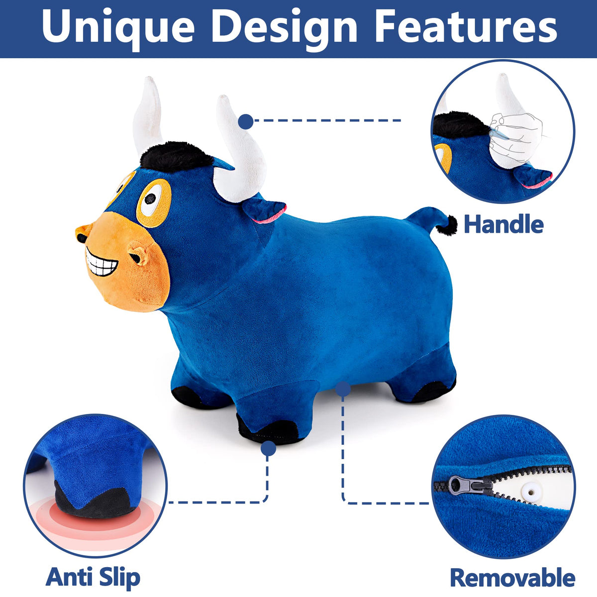 iplay ilearn Bouncy Pals bull-hopping-horse easy-inflate pump speeds setup.