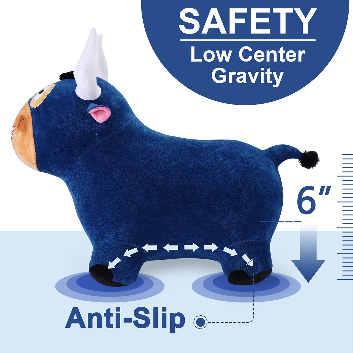 iplay ilearn Bouncy Pals bull-hopping-horse strengthens balance and leg muscles through play.