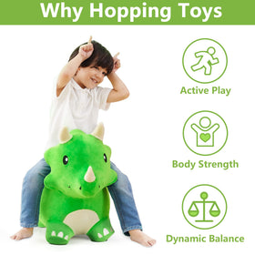 iPlay iLearn Bouncy Pals Dinosaur Hopper side view showcases stable indoor fun