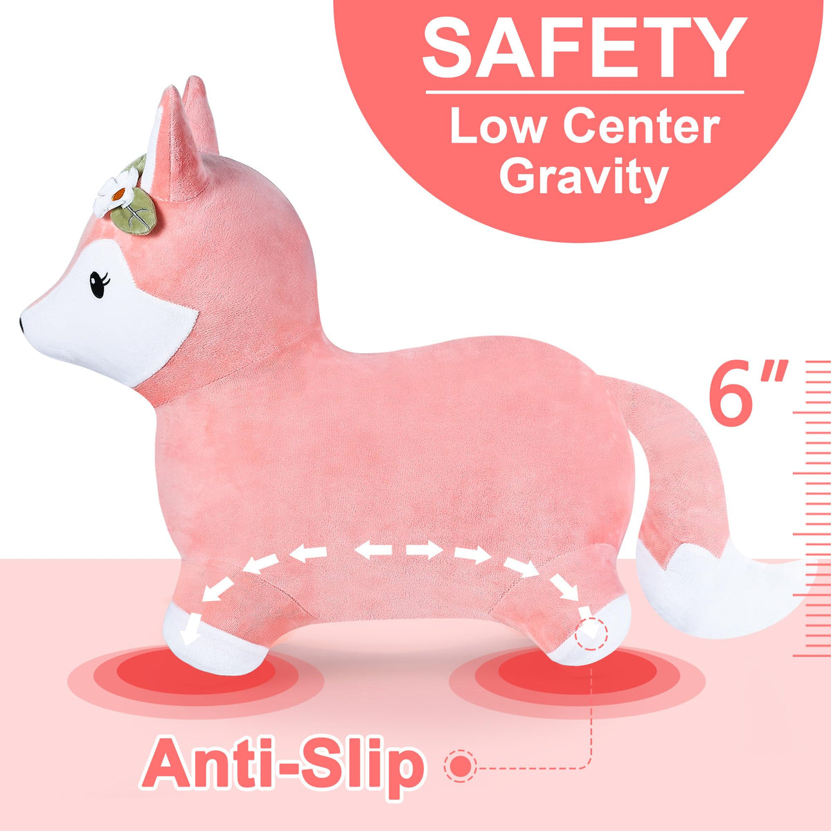 iPlay iLearn comfy plush fox hopper with soft fabric for gentle play sessions.