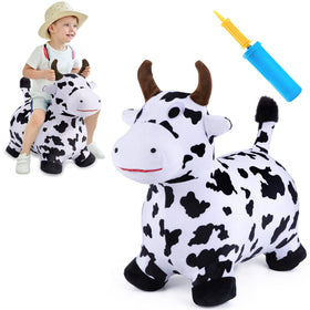 iPlay iLearn cow hopper cover shows removable plush for easy cleaning.