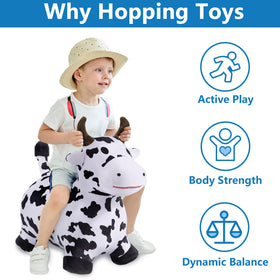 iPlay iLearn cow hopper inflation valve enables quick setup for playtime.
