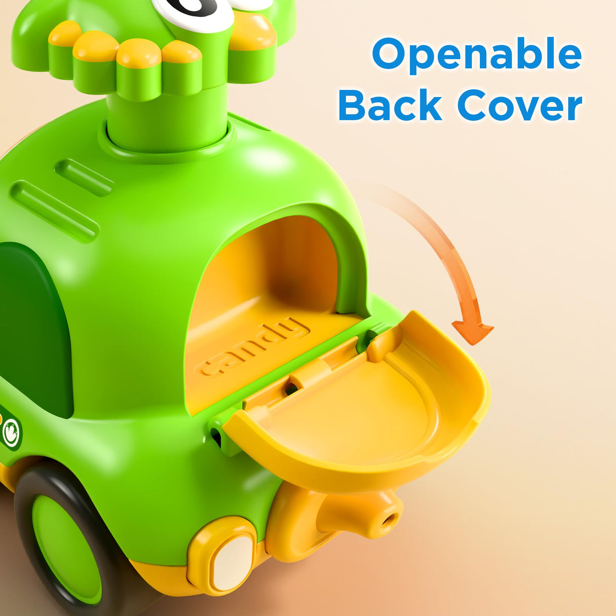 iPlay iLearn dinosaur car whistle adds interactive sound for exploratory play.