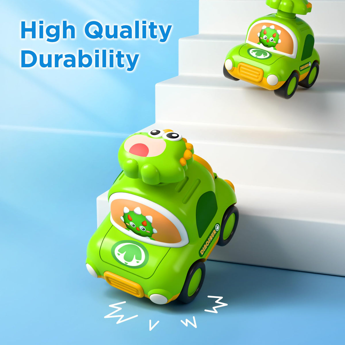 iPlay iLearn four-pack dinosaur cars gift-ready set for birthdays.