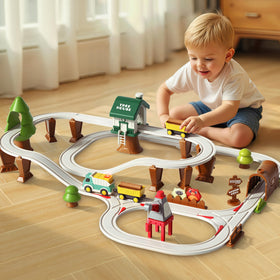 iplay ilearn electric cargo train moving along bright tracks for kids