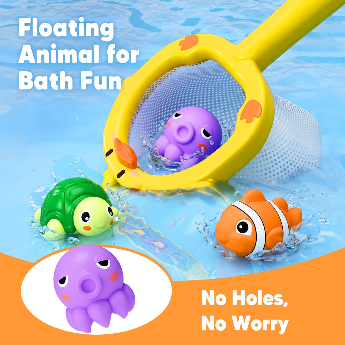iPlay iLearn fishing net bath toy catches floating friends in water