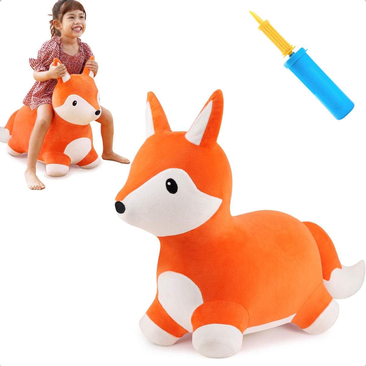 iplay iLearn fox hopper close-up showing soft plush fabric for gentle play