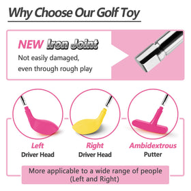 iPlay iLearn pink golf balls set helps grip and aim.