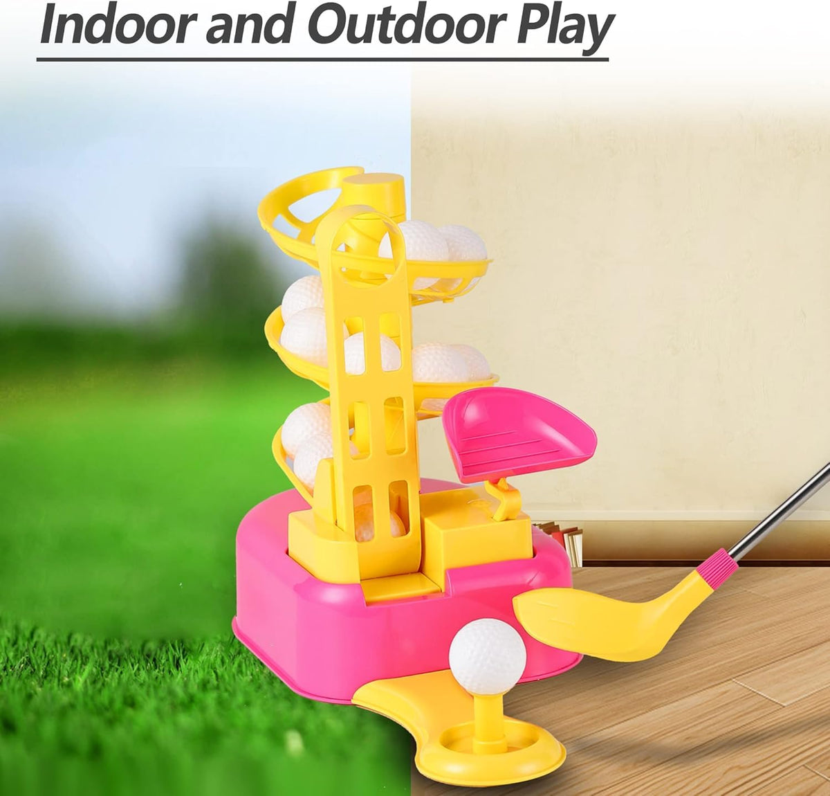 iPlay iLearn all-in-one golf set for indoor or outdoor fun.