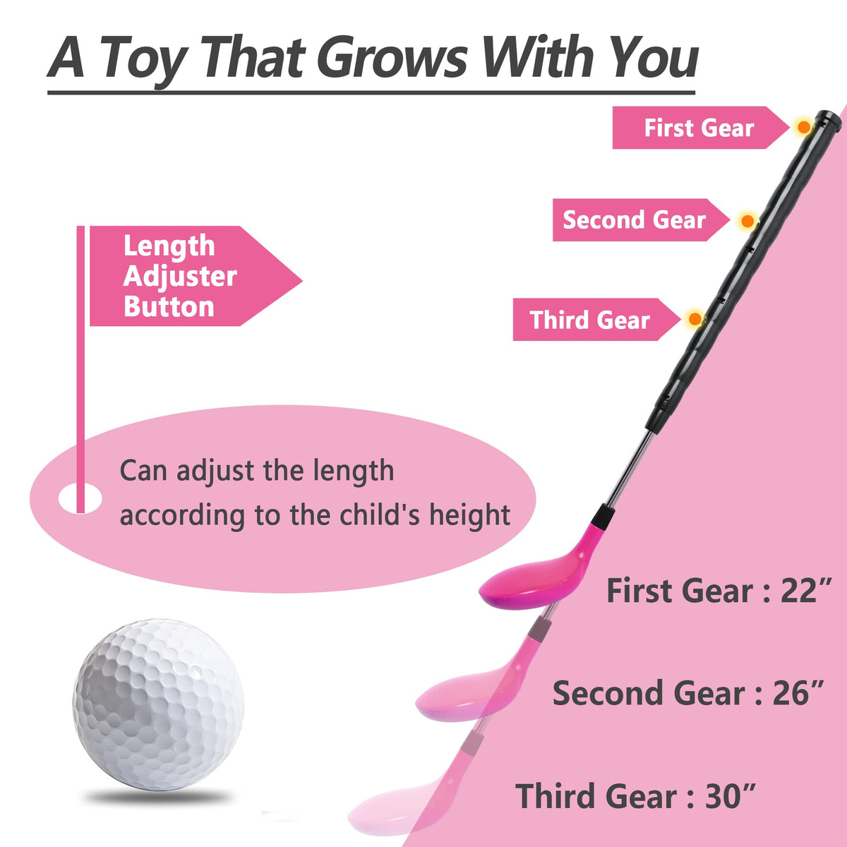 iPlay iLearn putter head supports gentle putting motion.