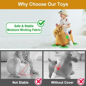 iPlay iLearn hopping horse inflation process showing quick setup.