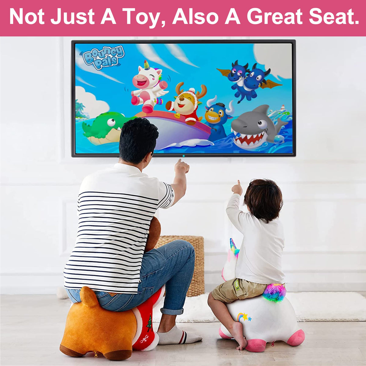 iplay ilearn unicorn ride-on toy designed for balance and movement practice