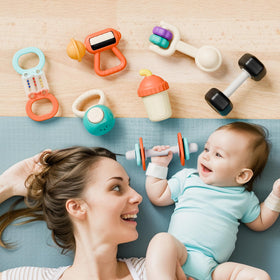 iPlay iLearn infant rattle with beads design supports auditory and motor play