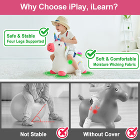 iplay ilearn inflatable unicorn hopper highlights easy inflation and soft fabric