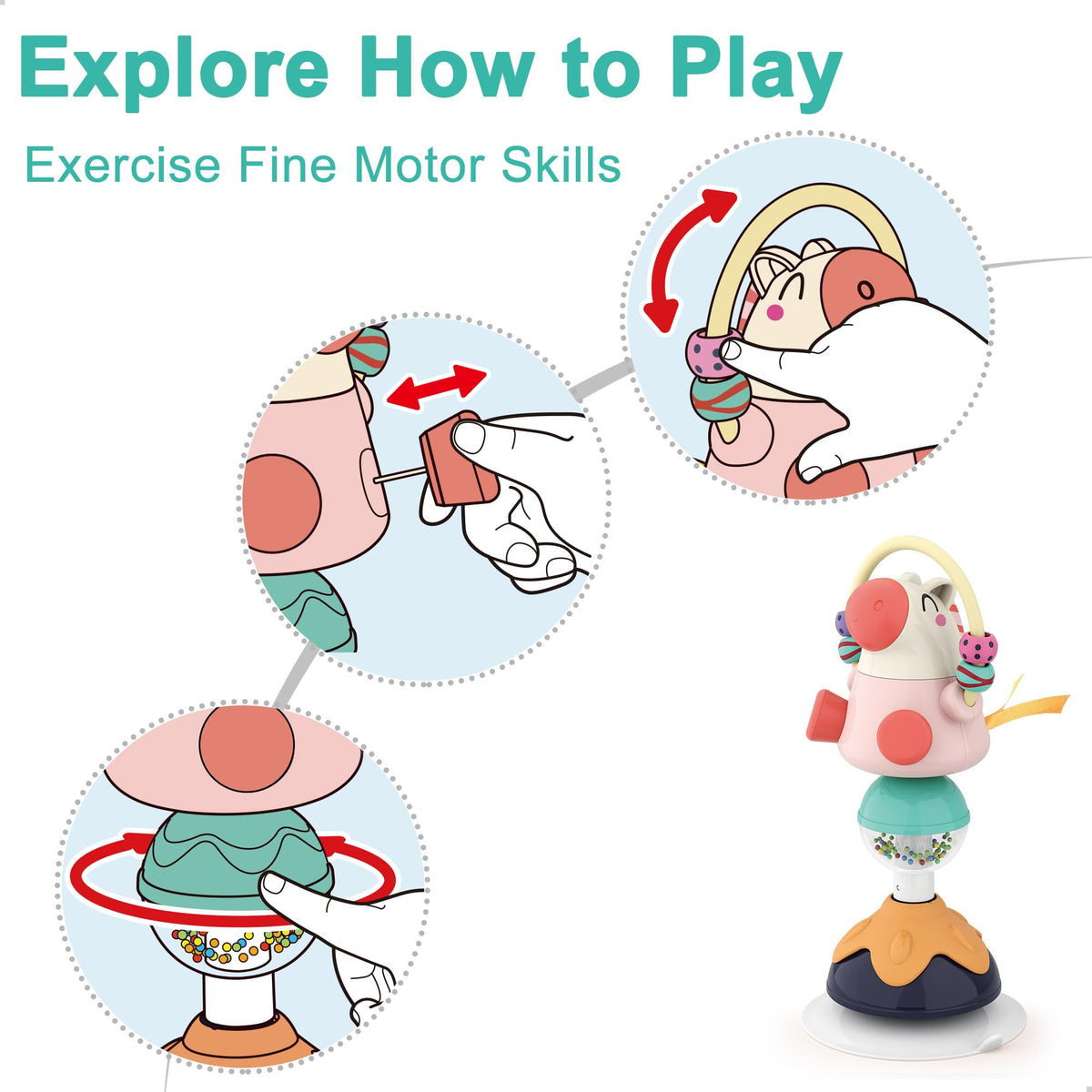 iPlay iLearn interactive tray development toy engages senses on the high chair tray