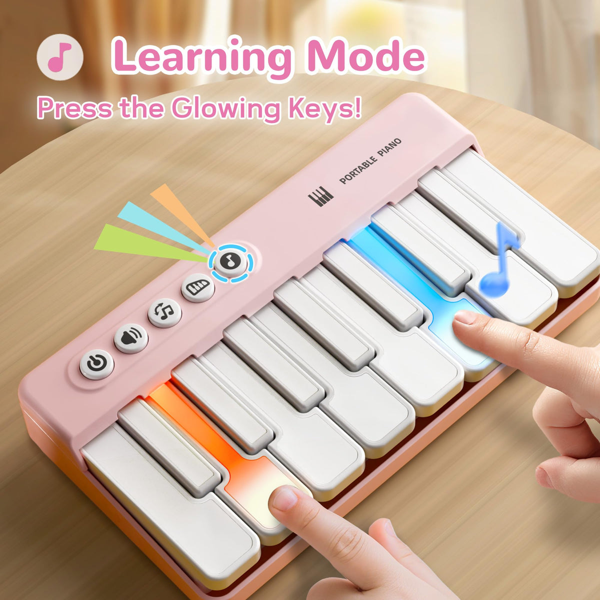 iPlay iLearn close-up of 15 keys highlights interactive learning and rhythm.