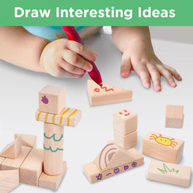 iPlay iLearn wooden blocks encourage cooperative play and creative storytelling.