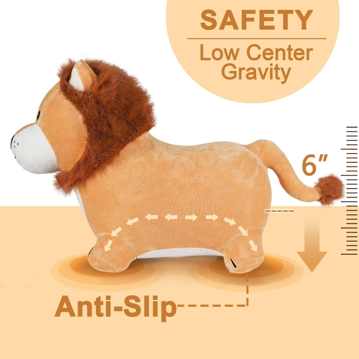 iPlay iLearn Lion Hopper inflated scene illustrating stable bounce for kids