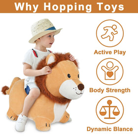 iPlay iLearn Lion Hopper side view highlighting sturdy base for indoor outdoor use