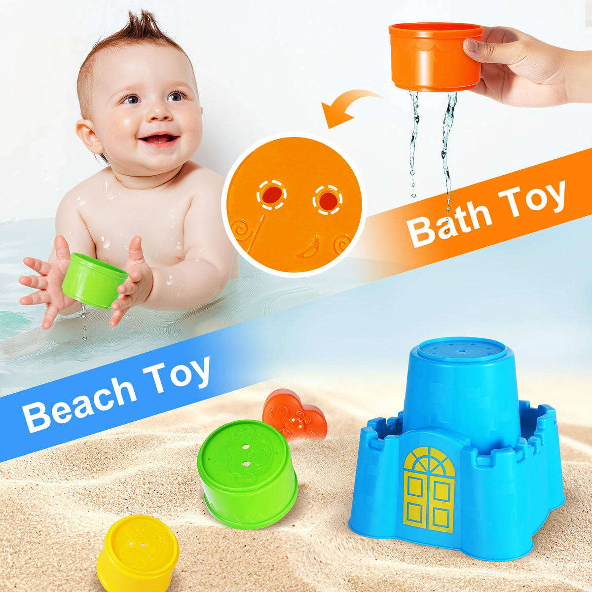 iPlay iLearn nesting and stacking cups support fine motor skills