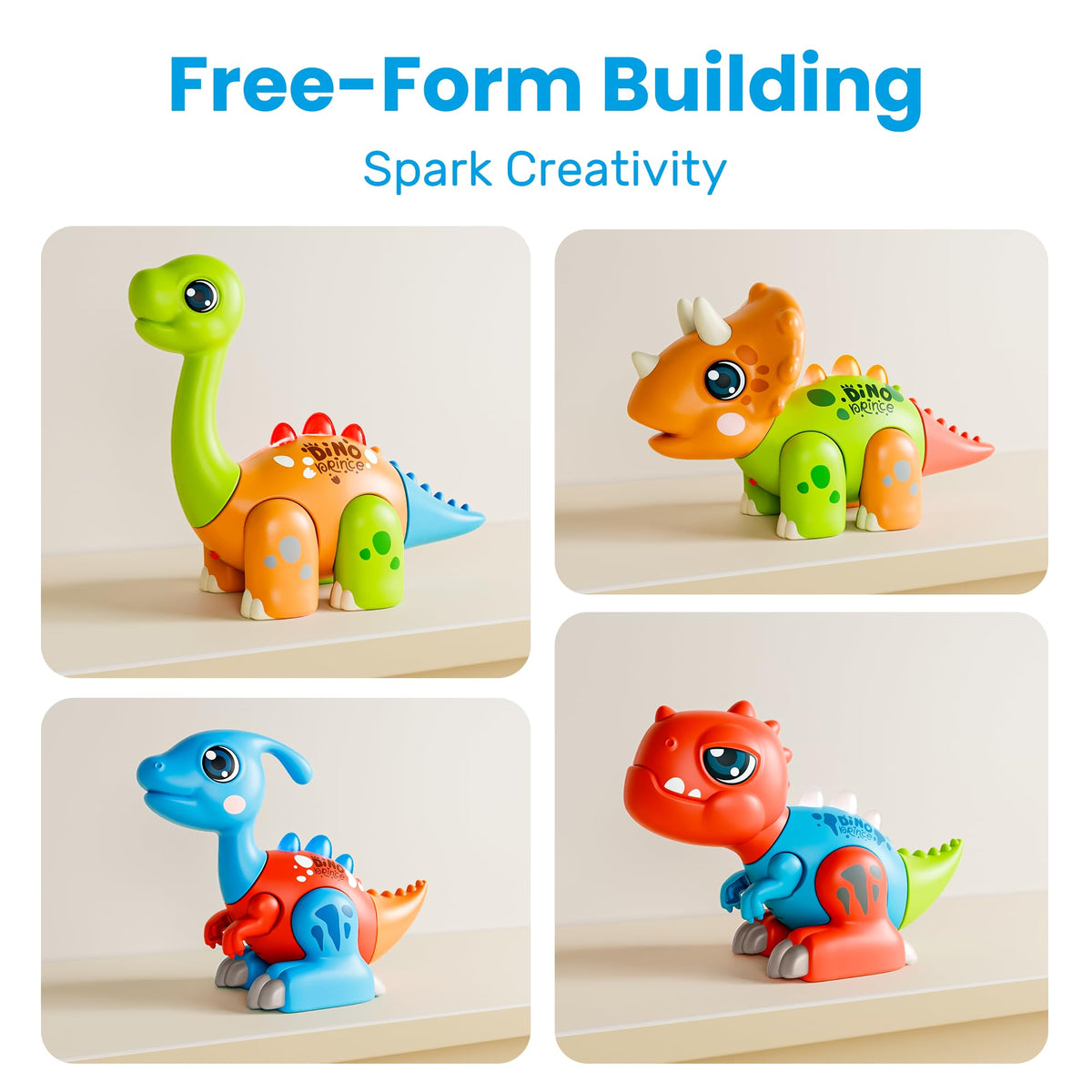iPlay iLearn Parasaurolophus pieces with lights for visual focus during play