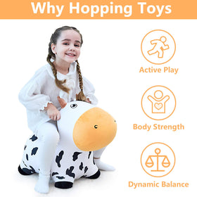 iPlay iLearn Plush Inflatable Cow provides a soft surface for safe exploration.
