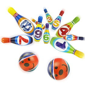 Compact and portable bowling kit easy to carry to playdates.