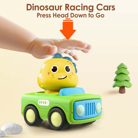iPlay iLearn Press Go Car side view demonstrates easy push-to-move action for toddlers.