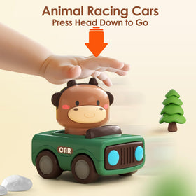 iPlay iLearn press-to-go car side view with rounded edges promotes safe toddler play.